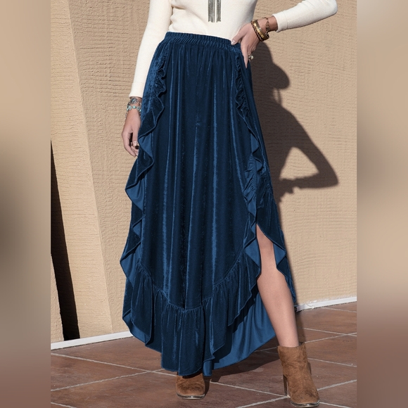 Slit Ruffled Wide Leg Pants - Picture 5 of 10